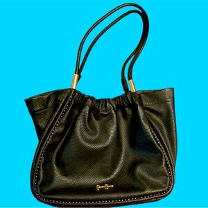 Gorgeous Black Lg Jessica Simpson studded snakeskin texture tote bag, NEW